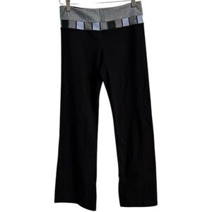 Lululemon Reversible Flare Groove Leggings Black Gray Waistband Yoga Pant Size 6